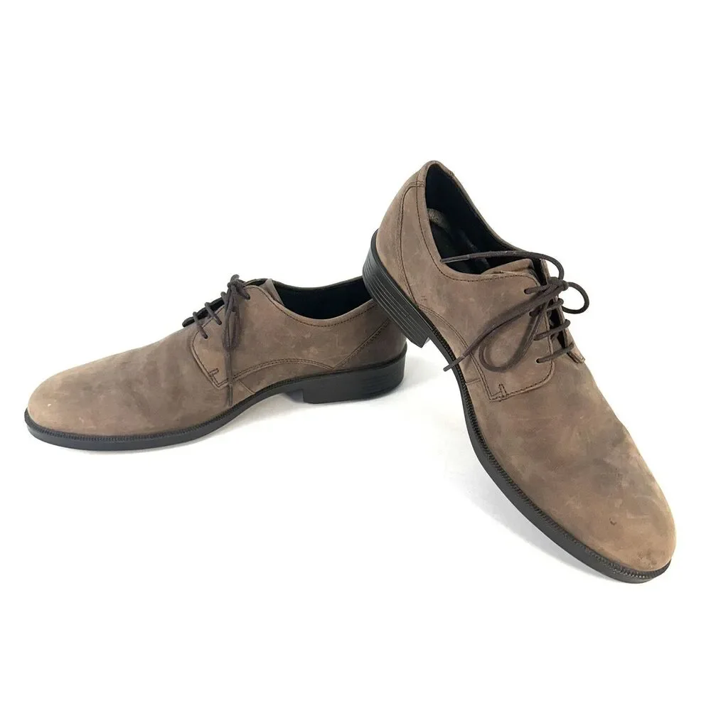 Ecco Harold Derby Brown Mens EU 46 Casual Classic Leather Dress Oxford Shoes